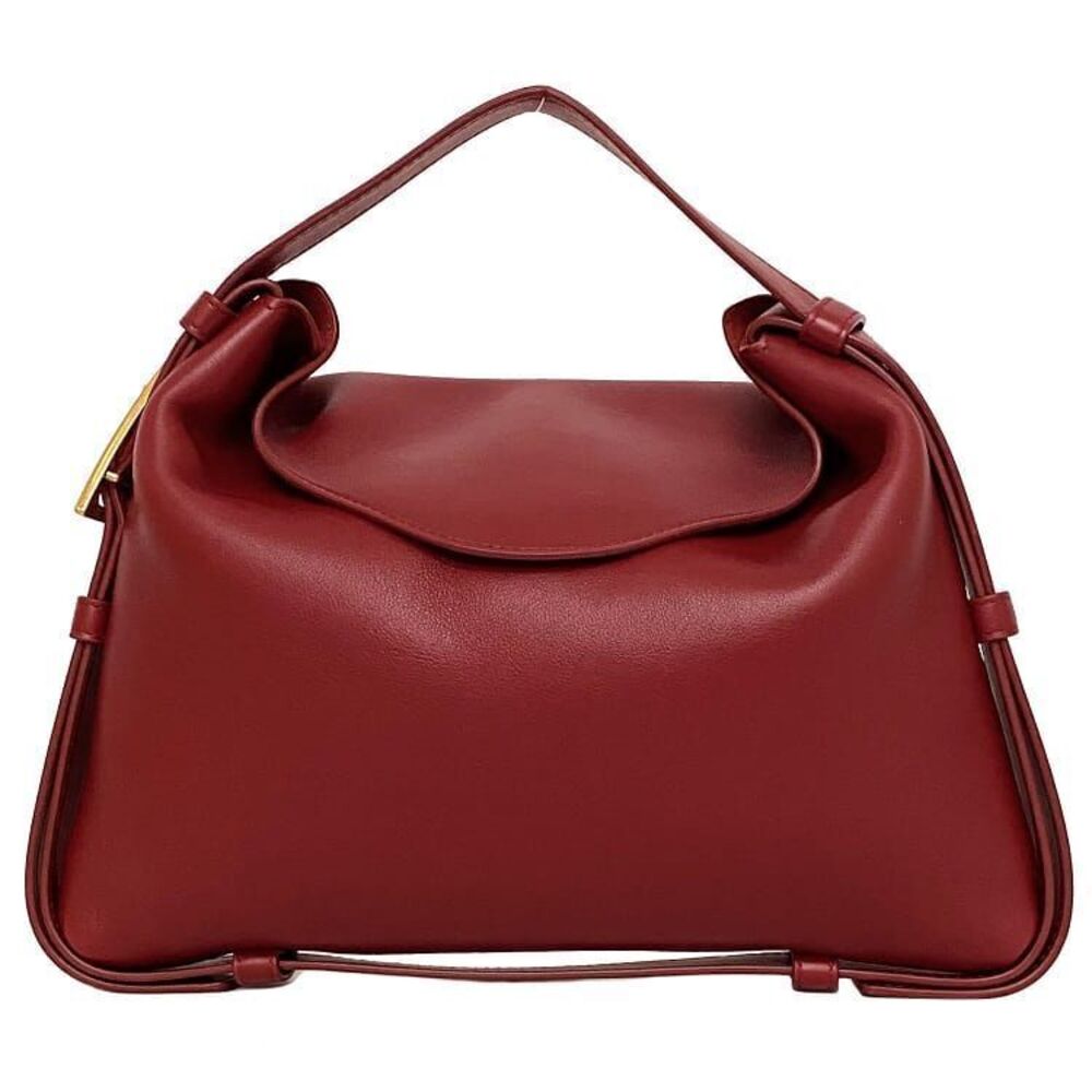 Bottega Veneta Cradle Handbag Bordeaux Purple gold lambskin leather side